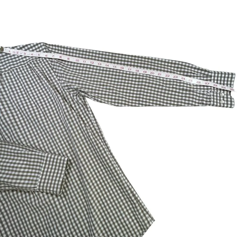 Banana Republic Men Shirt Small Olive Green Gingham Button Down Classic Office